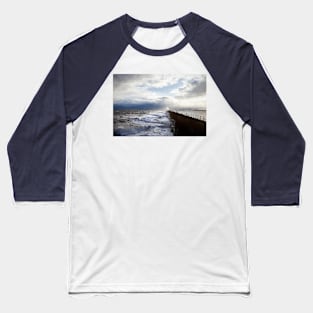 Storm at Tynemouth Pier in the style of Degas Baseball T-Shirt